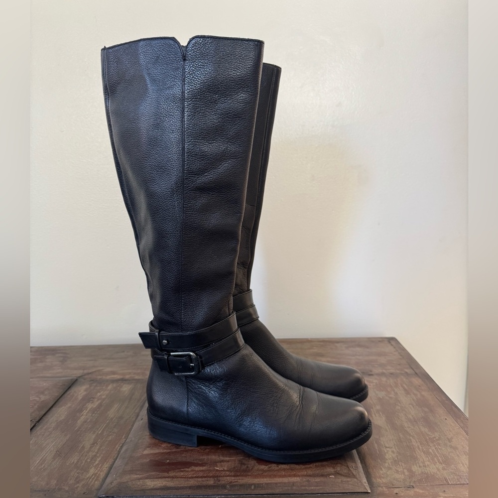 Franco Sarto Corinne classic black leather tall ridding‎ boots women’s 7.5